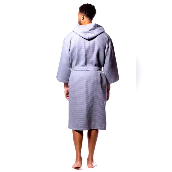 🎄GAP Mens Hooded Waffle-Knit Robe Heather Grey XL Retail $89.95 - Picture 2 of 6